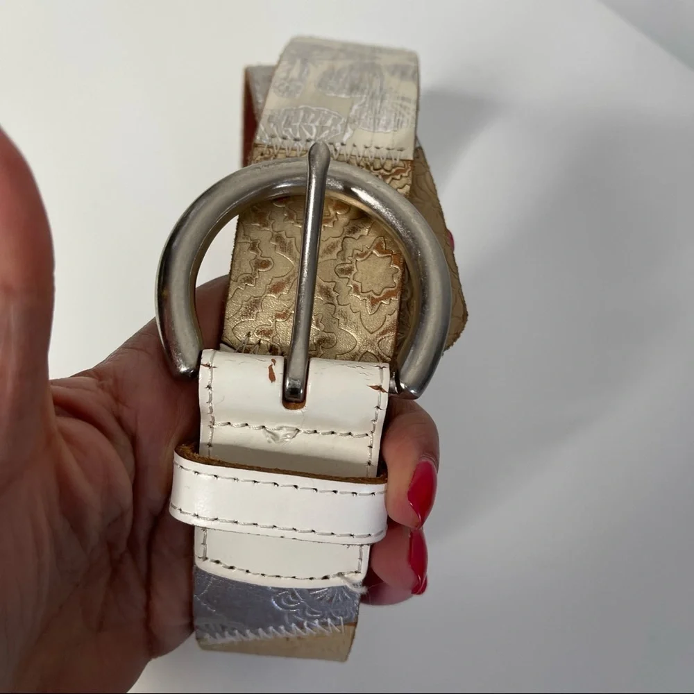 Fossil Embellished Leather Belt Grunge Boho